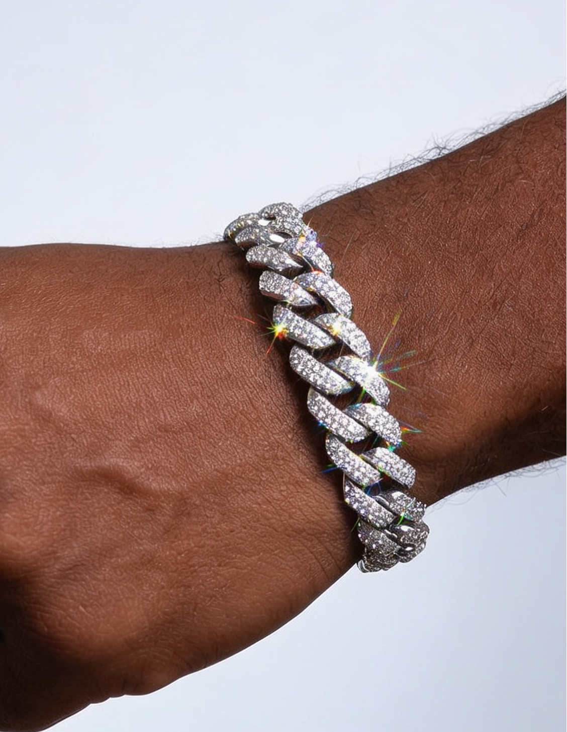 10MM WHITE GOLD MOISSANITE CUBAN BRACELET