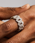 2 ROW WHITE GOLD MOISSANITE CUBAN RING